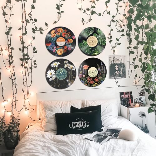 HK Studio Hippie Decor, Posters for Room Aesthetic - Botanical Wall Art, Record Decor, 4pcs 12" - Image 8