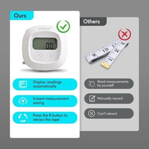 arboleaf Digital Body Tape Measure, 60in Body Measuring Tape, Bluetooth Measuring Tape for Body Measurements with App, Body Fat Measurement Device for Weight Loss, Locking, Retractable - Image 4