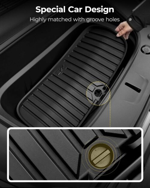 3W 2025 2026 Tesla Model Y Juniper Cargo Mat with Front & Rear Trunk Mats Cargo Liners Anti-Slip TPE All Weather Accessories - Image 4