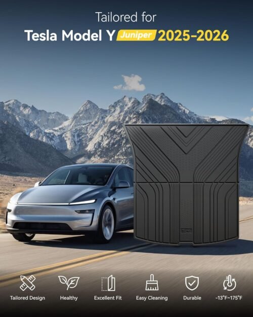 3W 2025 2026 Tesla Model Y Juniper Cargo Mat with Front & Rear Trunk Mats Cargo Liners Anti-Slip TPE All Weather Accessories - Image 9