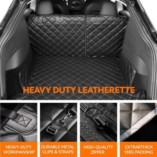 Heavy-Duty Leather SUV Cargo Liner for Fold Down Split Seats, Armrest Pass-Through Compatible, Pet-Friendly, Ideal for Dogs - Image 5