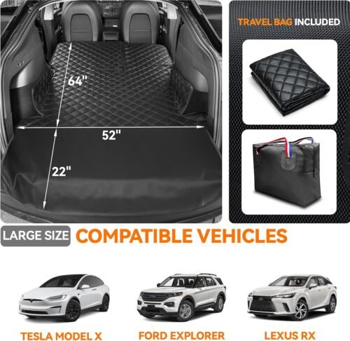 Heavy-Duty Leather SUV Cargo Liner for Fold Down Split Seats, Armrest Pass-Through Compatible, Pet-Friendly, Ideal for Dogs - Image 6