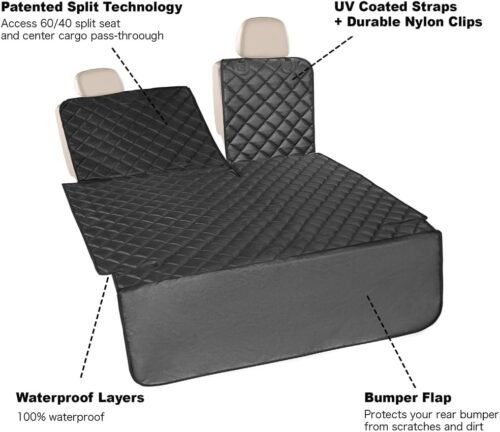Heavy-Duty Leather SUV Cargo Liner for Fold Down Split Seats, Armrest Pass-Through Compatible, Pet-Friendly, Ideal for Dogs - Image 8