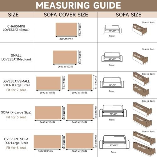 VClife Boho Couch Cover Sofa Covers, Chenille Khaki Couch Covers for Sectional Sofa Washable Breathable Love Seat Couch Covers for 2 Cushion Couch Living Room Furniture Protector, 71''x118'' - Image 3