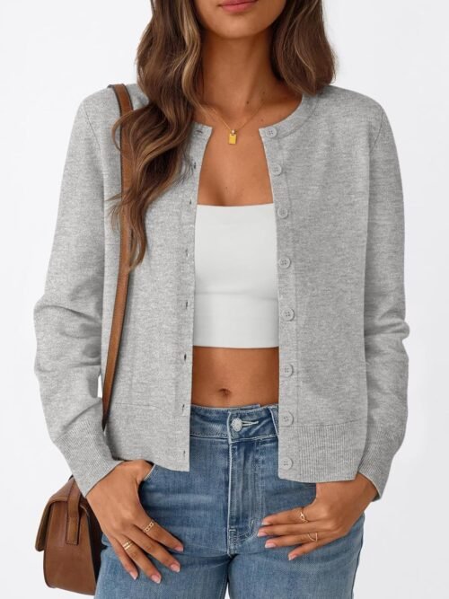 Trendy Queen Womens Cardigan Sweaters Lightweight Crew Neck Long Sleeve Outfits Fall Fashion 2025 Clothing - Image 3