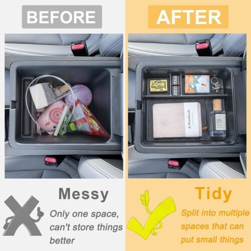 2-Piece Center Console Organizer & Armrest Divider Set for 2023-2025 Honda Pilot, 2024-2026 Passport, 2024-2025 Ridgeline | Custom Fit Durable ABS Plastic Storage Tray - Image 5