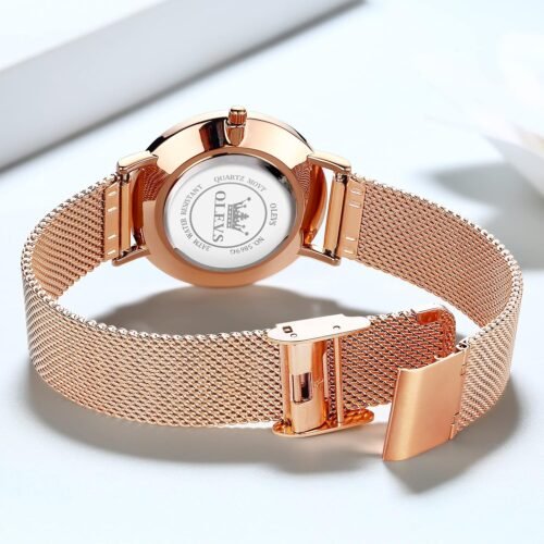 OLEVS Women's Mesh Bracelet Watch, Elegant Large Face Three Hand Analog Quartz Womens Wristwatch, Pretty Slim Date Display Waterproof Ladies Watches for Small Wrists - Image 8