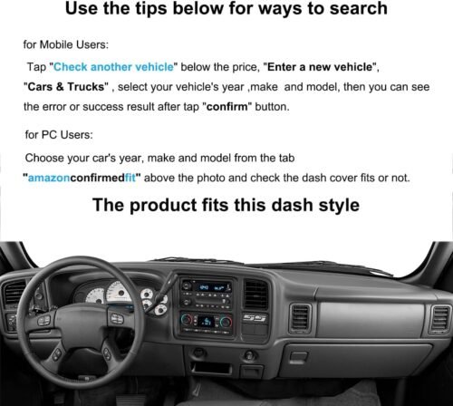 Dash Cover Mat Fit for 1999-2006 GMC Sierra/Chevy Chevrolet Silverado 1500 2500 3500 HD,2000-2006 GMC Yukon/Yukon XL/Chevy Suburban Tahoe Avalanche,Dashboard Pad Carpet (99-06 Black) Y44 - Image 3
