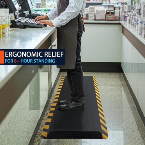 FEATOL Anti Fatigue Mat Industrial, Ergonomic Standing Floor Mat for Work for Stand, Black with Yellow Border Safety 20" x 39"-Support for Leg & Back Pain - Image 3