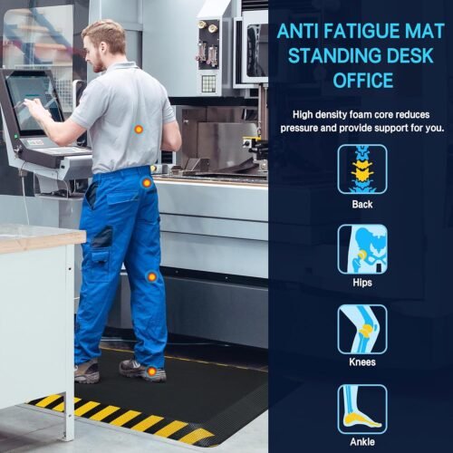 FEATOL Anti Fatigue Mat Industrial, Ergonomic Standing Floor Mat for Work for Stand, Black with Yellow Border Safety 20" x 39"-Support for Leg & Back Pain - Image 4