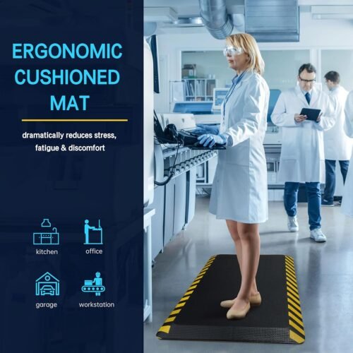 FEATOL Anti Fatigue Mat Industrial, Ergonomic Standing Floor Mat for Work for Stand, Black with Yellow Border Safety 20" x 39"-Support for Leg & Back Pain - Image 7