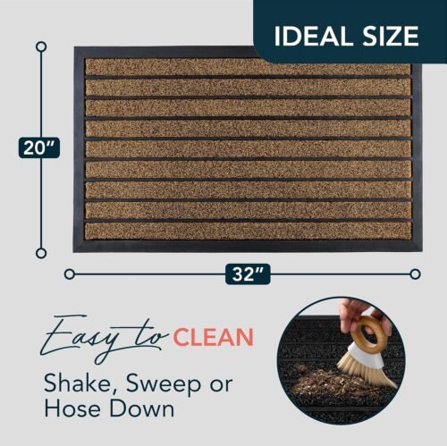 ubdyo Extra Durable Door Mat - Dirt Trapping Outdoor Welcome Mats - Non-Slip Outdoor Indoor Entrance - Low Profile Front Doormat (32" x 20", Bright Brown) - Image 3