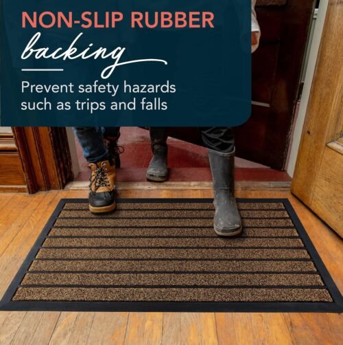 ubdyo Extra Durable Door Mat - Dirt Trapping Outdoor Welcome Mats - Non-Slip Outdoor Indoor Entrance - Low Profile Front Doormat (32" x 20", Bright Brown) - Image 6