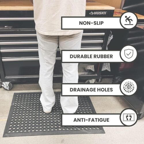 Envelor Anti Fatigue Rubber Floor Mat Non-Slip Restaurant Mat for Floors Bar Drainage Mat Doormat Utility Garage Home Slip Pool Entry 24 x 36 Inches - Image 3