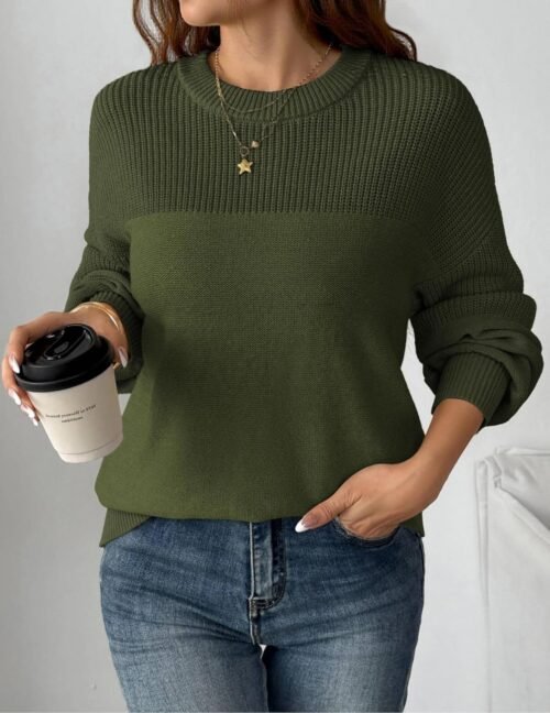 Zeagoo Women's 2025 Fall Chunky Knit Sweater Oversized Crewneck Long Sleeve Winter Cotton Pullover Sweaters Jumper Tops - Image 4