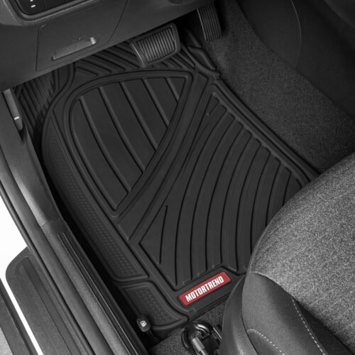 Motor Trend FlexTough Performance All Weather Rubber Car Floor Mats - 3 Piece Floor Mats Automotive Liners for Cars Truck SUV, Heavy-Duty Waterproof (Black) - Image 3