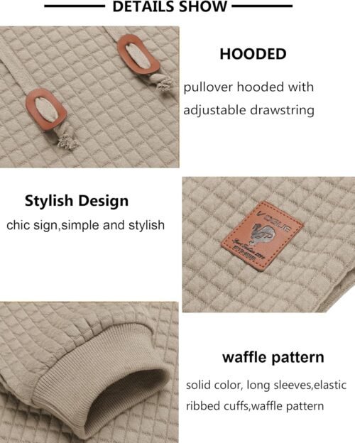 COOFANDY Mens Hooded Sweatshirt Casual Long Sleeve Drawstring Waffle Knit Pullover Hoodies - Image 6