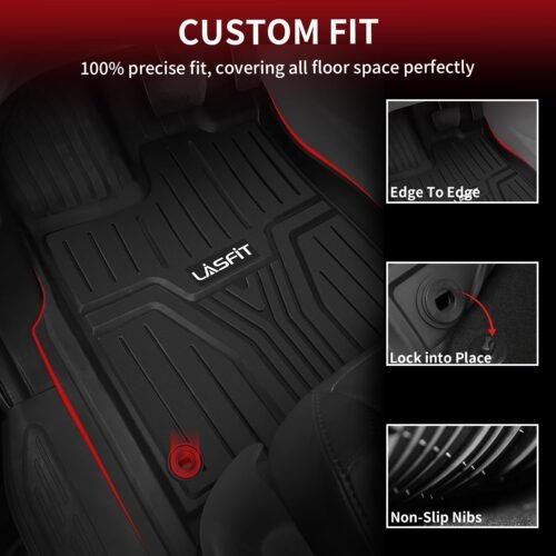 LASFIT Floor Mats & Trunk Mat for Honda Odyssey 2026 2025 2024 2023 2022 2021 2020 2019 2018 Mini Passenger Van, All Weather TPE Car Floor Liners-1st & 2nd & 3rd Row & Cargo Mat Full Set - Image 3