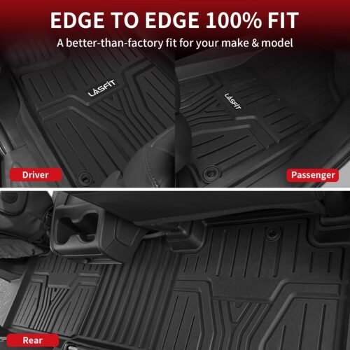 LASFIT Floor Mats & Trunk Mat for Honda Odyssey 2026 2025 2024 2023 2022 2021 2020 2019 2018 Mini Passenger Van, All Weather TPE Car Floor Liners-1st & 2nd & 3rd Row & Cargo Mat Full Set - Image 9