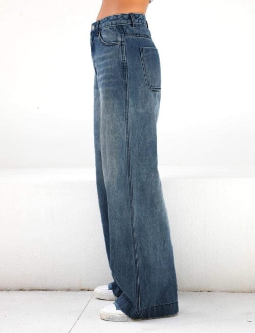 EMMIOL Women's 2025 Wide Leg Jeans Distress Mid Waist Denim Pants Vintage Y2K Trousers - Image 3