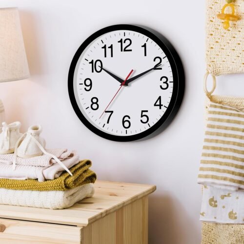 Wall Clock Modern 8 Inch Battery Operated Silent Non Ticking Small Analog Clock for Living Room Office Home Bedroom Kitchen Bathroom(Black) - Image 4