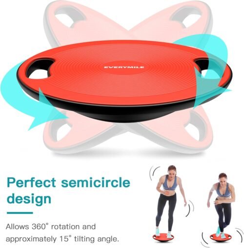 EVERYMILE Wobble Balance Board, Exercise Balance Stability Trainer Portable Balance Board with Handle for Workout Core Trainer Physical Therapy & Gym 15.7" Diameter No-Skid Surface - Image 4