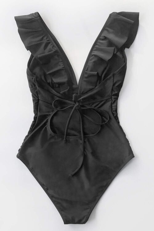 CUPSHE Women's Ruffled One Piece Swimsuit V Neck Lace Up - Image 5