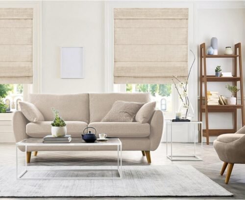CHICOLOGY - RMBF2764 Cordless Roman Shades Cross-Hatched Modern Fabric Cascade Window Blind Treatment, 27"W X 64"H, Belgian Flax (Privacy & Light Filtering) - Image 3