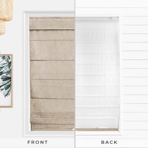 CHICOLOGY - RMBF2764 Cordless Roman Shades Cross-Hatched Modern Fabric Cascade Window Blind Treatment, 27"W X 64"H, Belgian Flax (Privacy & Light Filtering) - Image 5
