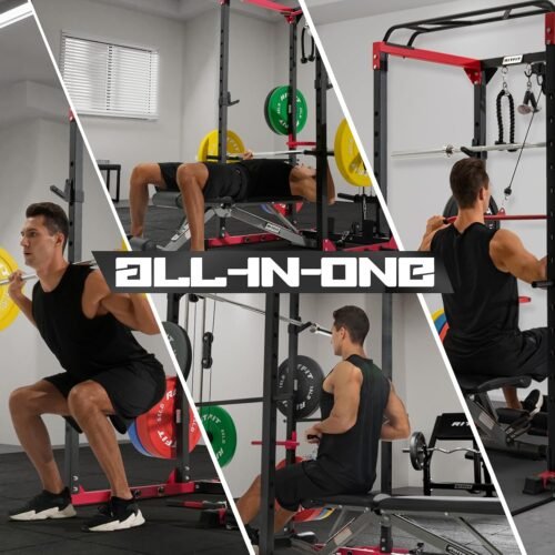 RitFit All-in-One Squat Rack for Home Gym, PPC02C Multi-Function 1000 LBS Capacity Power Cage with LAT Pulldown, Pulley System, Dip Bar, Landmine & More Power Rack Attachments, Package - Image 8