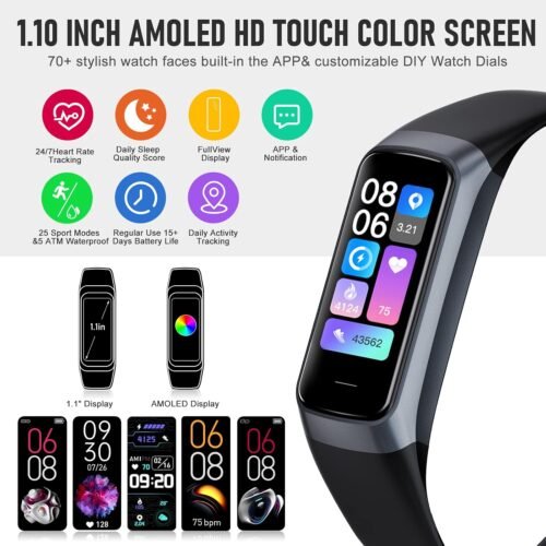 Fitness Tracker, Blood Pressure Watch with 24/7 Heart Rate, Step Counter for Walking, Step Trackers Activity Pedometer for Women Men Android iOS - Image 3
