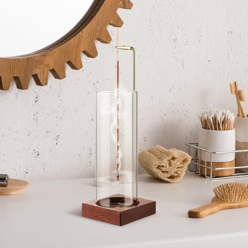 Incense Holder,Wooden Incense Holder for Sticks with 20 Incense Sticks, Anti-ash Incense Burner with Glass Ash Catcher for Meditation Yoga Spa Gift Home Decor - Image 3