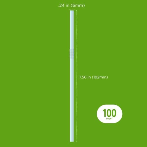 Amazon Basics Disposable Striped Plastic Flex Straws, 7.5" Long, Assorted Colors, 100 Count, Large Pack - Image 4
