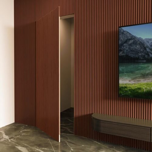 Art3d Slat Wood Wall Paneling for Interior and Ceiling Decoration - Pack of 4pcs + 1pc End-Trim, Size 108 x 5.7in.- Walnut - Image 8