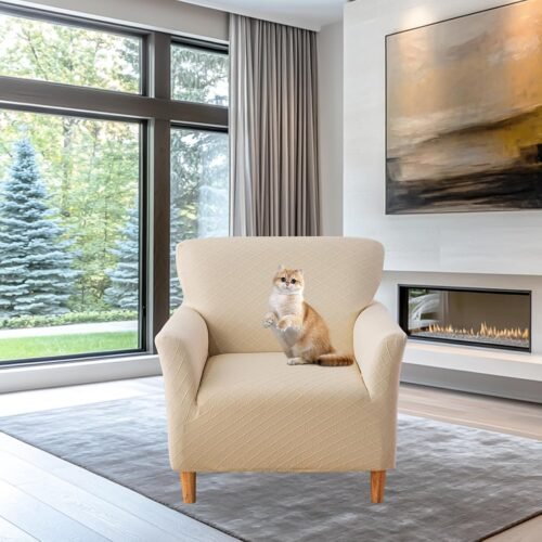 FUANGUI Banquet Armchair Slipcover Chair Covers with Arms Stretch Club Chair Slipcover Soft Armchair Sofa Covers Anti-Slip Furniture Protector for Dogs Pets Home Living Room Decor - Image 5