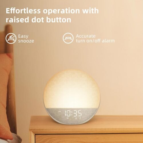 Sunrise Alarm Clock White Noise Machine: Natural Wake Up Light - Dimmable Clock with Bluetooth Speaker for Bedroom - 25 Sleep Sounds for Baby Adults Kids Putty - Image 8