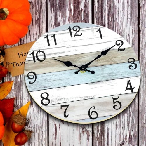 CHYLIN Wall Clock, Silent Non Ticking Battery Operated, Rustic Coastal Country Clock Decorative for Bathroom Kitchen Bedroom 8" - Image 8