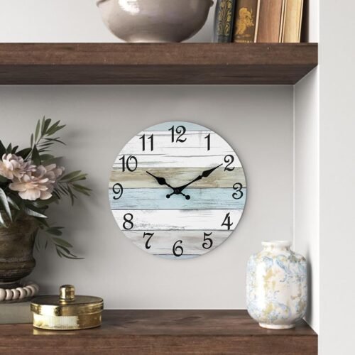 CHYLIN Wall Clock, Silent Non Ticking Battery Operated, Rustic Coastal Country Clock Decorative for Bathroom Kitchen Bedroom 8" - Image 9