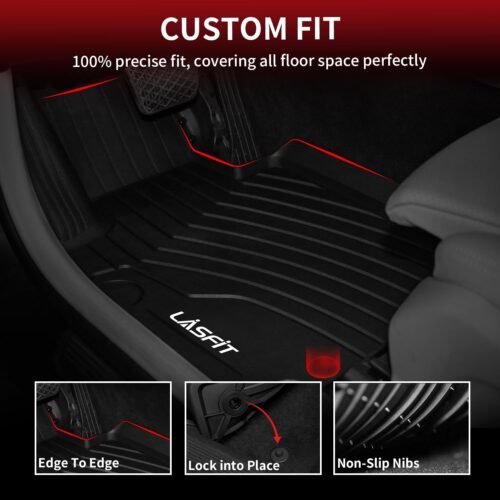 LASFIT Floor Mats & Cargo Mat for Mercedes Benz GLC SUV 2026 2025 2024 2023 GLC300 / GLC300e / GLC43 AMG / GLC63 AMG S E (Not for Coupe & PHEV (350e)), All Weather TPE Floor Liners & Trunk Mat - Image 3