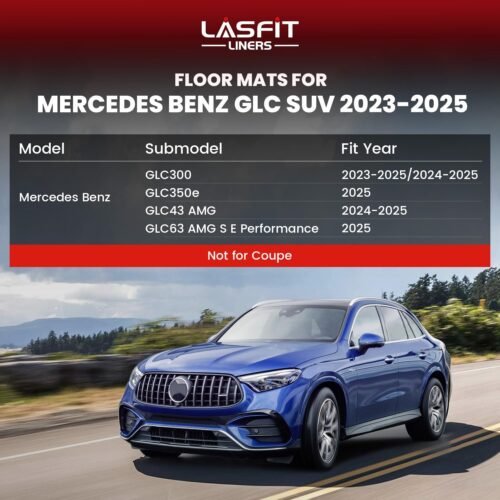 LASFIT Floor Mats & Cargo Mat for Mercedes Benz GLC SUV 2026 2025 2024 2023 GLC300 / GLC300e / GLC43 AMG / GLC63 AMG S E (Not for Coupe & PHEV (350e)), All Weather TPE Floor Liners & Trunk Mat - Image 7