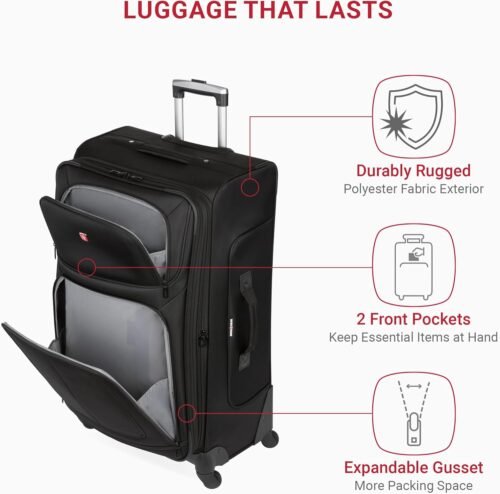 SwissGear Sion Softside Expandable Luggage, Black, Checked-Large 29-Inch - Image 5