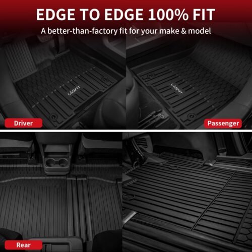 LASFIT Floor Mats&Trunk Mat for Toyota Sienna 8 Seats 2021-2024 2025 All Weather TPE Custom Fit Floor Liner for Sienna LE/XLE 8 Passenger (with Spare tire) Front&Rear Car Mat,Black - Image 9