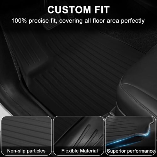 Floor Mats for New 2025-2026 Tesla Model Y Juniper, Set of 6 All Weather Thicken TPE Floor Mats Waterproof Anti-Slip Front & Rear Trunk Mats Liners, Custom Fit for Tesla Model Y Accessories - Image 3