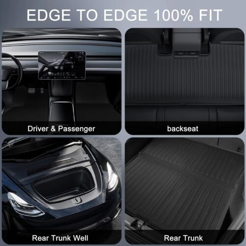 Floor Mats for New 2025-2026 Tesla Model Y Juniper, Set of 6 All Weather Thicken TPE Floor Mats Waterproof Anti-Slip Front & Rear Trunk Mats Liners, Custom Fit for Tesla Model Y Accessories - Image 4