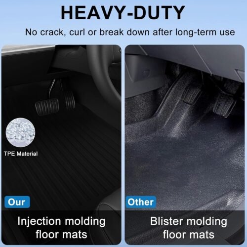 Floor Mats for New 2025-2026 Tesla Model Y Juniper, Set of 6 All Weather Thicken TPE Floor Mats Waterproof Anti-Slip Front & Rear Trunk Mats Liners, Custom Fit for Tesla Model Y Accessories - Image 5