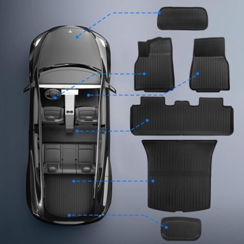 Floor Mats for New 2025-2026 Tesla Model Y Juniper, Set of 6 All Weather Thicken TPE Floor Mats Waterproof Anti-Slip Front & Rear Trunk Mats Liners, Custom Fit for Tesla Model Y Accessories - Image 6