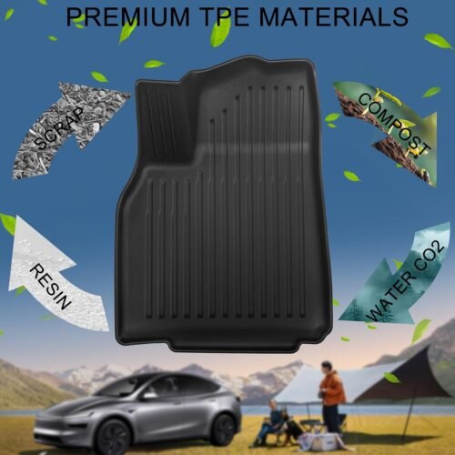 Floor Mats for New 2025-2026 Tesla Model Y Juniper, Set of 6 All Weather Thicken TPE Floor Mats Waterproof Anti-Slip Front & Rear Trunk Mats Liners, Custom Fit for Tesla Model Y Accessories - Image 9
