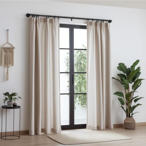 Zeerobee Curtain Rods for Windows 48 to 84, 1 Inch Industrial Wrap Around Black Curtain Rod, Indoor/Outdoor Room Divider Adjustable Drapery Pole, 48"-86" - Image 3