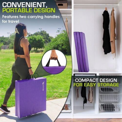 ProsourceFit Tri-Fold Folding Thick Exercise Mat 6’x2’ with Carrying Handles for MMA, Gymnastics Core Workouts - Image 6