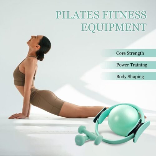 Pilates Ring Set 9 PCS, Magic Circle Yoga Ring, Pilates Ball, 2.2lb *2 Dumbbells, Resistance Bands, Tape Measure, Pilates Weight Kit Equipment Accessories for Home Workouts Fitness Yoga - Image 3